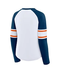 Fanatics Women's White/Navy Chicago Bears Redzone Blitz Package Raglan Lace-Up V-Neck Long Sleeve T-Shirt