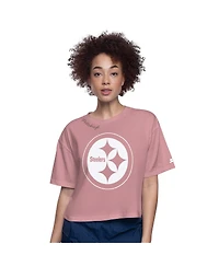Starter Women's Pink Pittsburgh Steelers Play the Ball Boxy Cropped T-Shirt