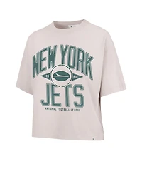 '47 Brand Women's Natural New York Jets Cropped Windthrow Ravine T-Shirt