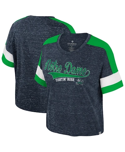 Colosseum Women's Navy Notre Dame Fighting Irish Color Block Scoop Neck T-Shirt