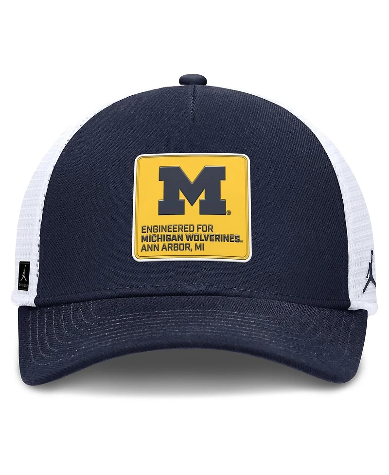 Jordan Men's Navy/White Michigan Wolverines 2025 On-Field Rise Engineered Trucker Adjustable Hat