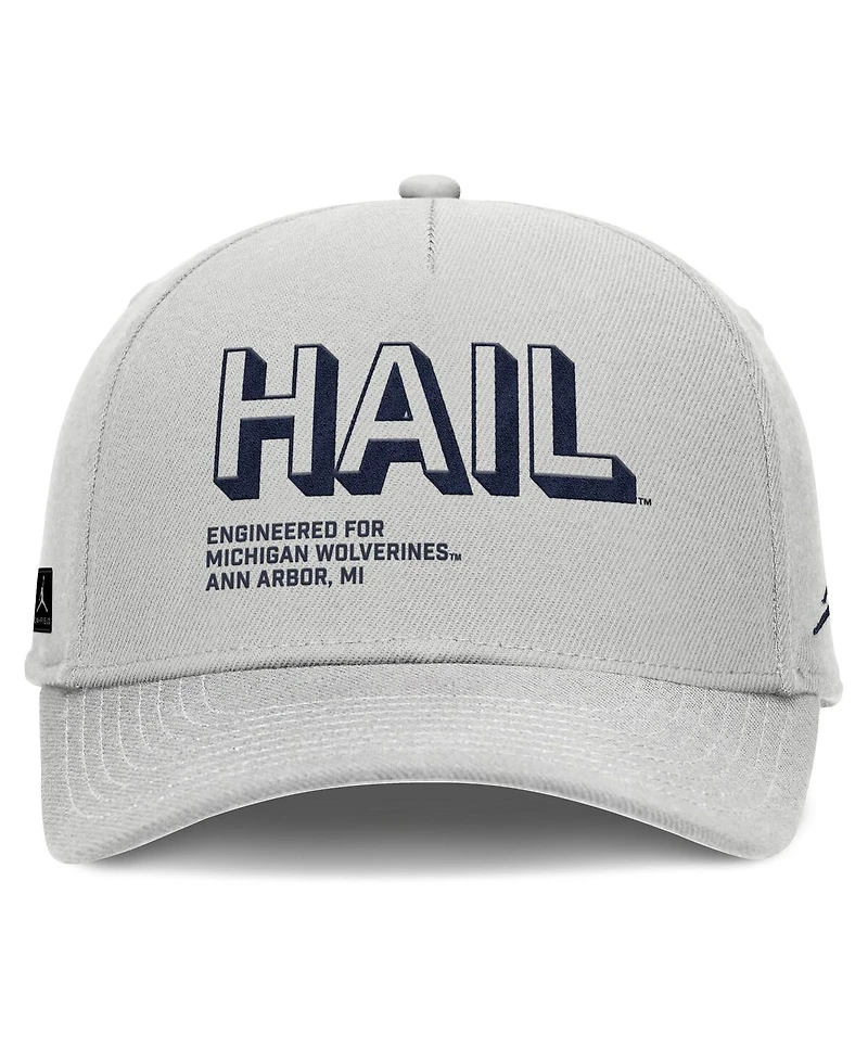 Jordan Men's Gray Michigan Wolverines 2025 Sideline Dust Pinched Rise Adjustable Hat