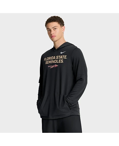Nike Men's Black Florida State Seminoles 2025 Sideline Performance Long Sleeve Hoodie T-Shirt
