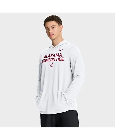 Nike Men's White Alabama Crimson Tide 2025 Sideline Performance Long Sleeve Hoodie T-Shirt
