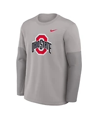 Nike Men's Gray Ohio State Buckeyes 2025 Sideline Coach Performance Long Sleeve T-Shirt