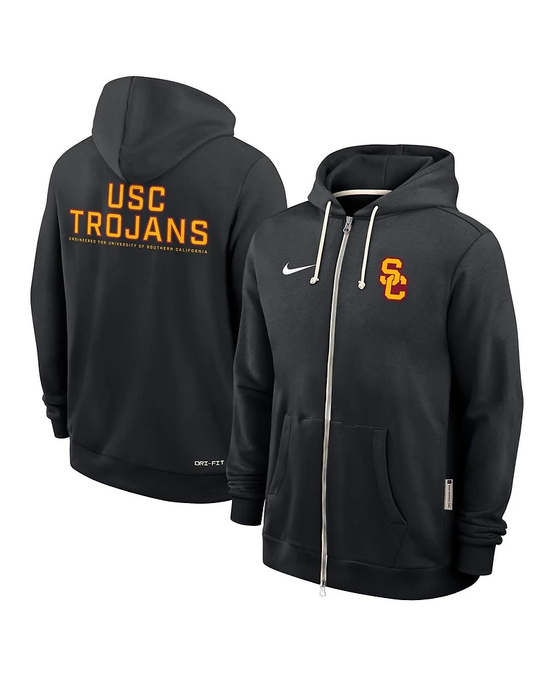 Nike Men's Black Usc Trojans 2025 Sideline Standard Issue Dri-fit Full-Zip Hoodie