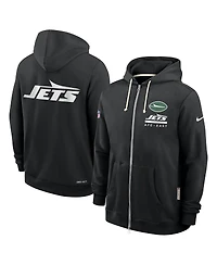 Nike Men's Black New York Jets Sideline Standard Issue Utility Player Dri-fit Full-Zip Hoodie