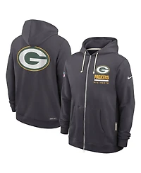 Nike Men's Anthracite Green Bay Packers Sideline Standard Issue Utility Player Dri-fit Full-Zip Hoodie