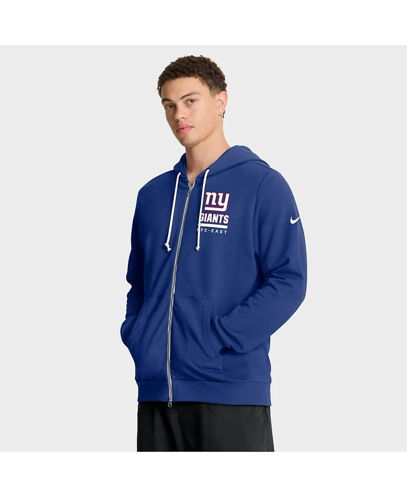 Nike Men's Royal New York Giants Sideline Standard Issue Utility Player Dri-fit Full-Zip Hoodie