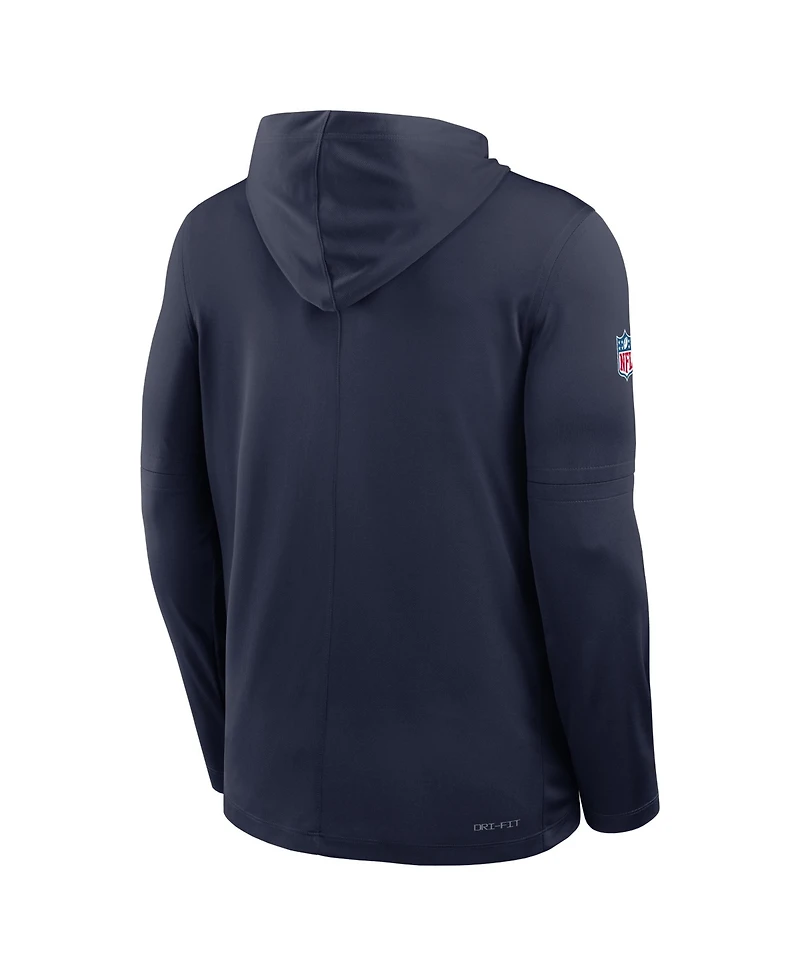 Nike Men's Navy Tennessee Titans Sideline Pure Fury Performance Long Sleeve Hoodie T-Shirt