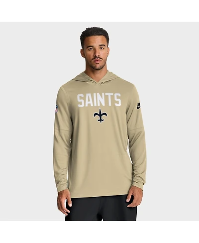 Nike Men's Gold New Orleans Saints Sideline Alt Pack Dri-fit Lightweight Hooded T-Shirt