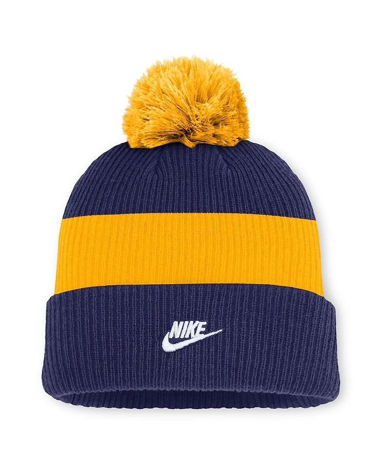 Nike Men's Blue/Gold Milwaukee Brewers Cooperstown Collection Peak Standard Cuffed Pom with Knit Hat