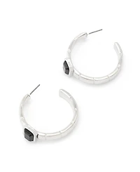 Steve Madden Faux Stone Gem Watch Chain Hoop Earrings