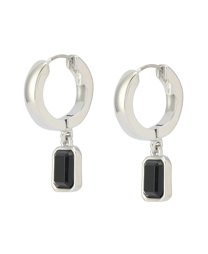 Steve Madden Faux Stone Gem Charm Huggies Earrings