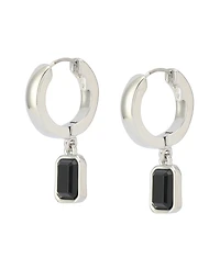 Steve Madden Faux Stone Gem Charm Huggies Earrings