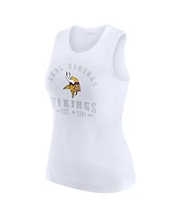 Wear by Erin Andrews Women's White Minnesota Vikings Ribbed Graphic Tank Top