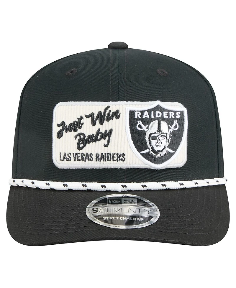 New Era Men's Black Las Vegas Raiders Chant 9SEVENTY Stretch-Snap Hat