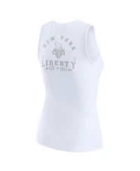 Wear by Erin Andrews Women's White New York Liberty Rib-Knit Henley Tank Top