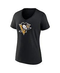 Fanatics Women's Black Pittsburgh Penguins Primary Logo Team V-Neck T-Shirt