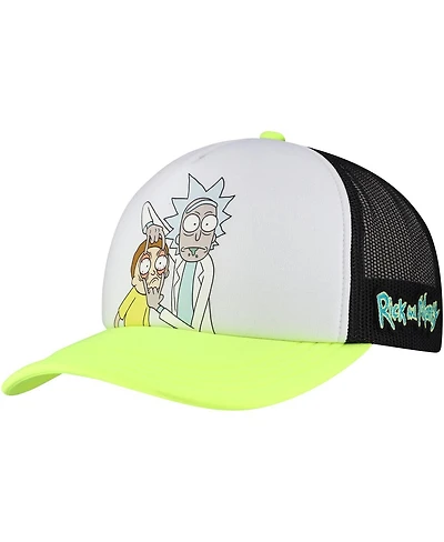 Lids Men's and Women's White/Neon Green Rick And Morty Graphic Foam Trucker Adjustable Hat