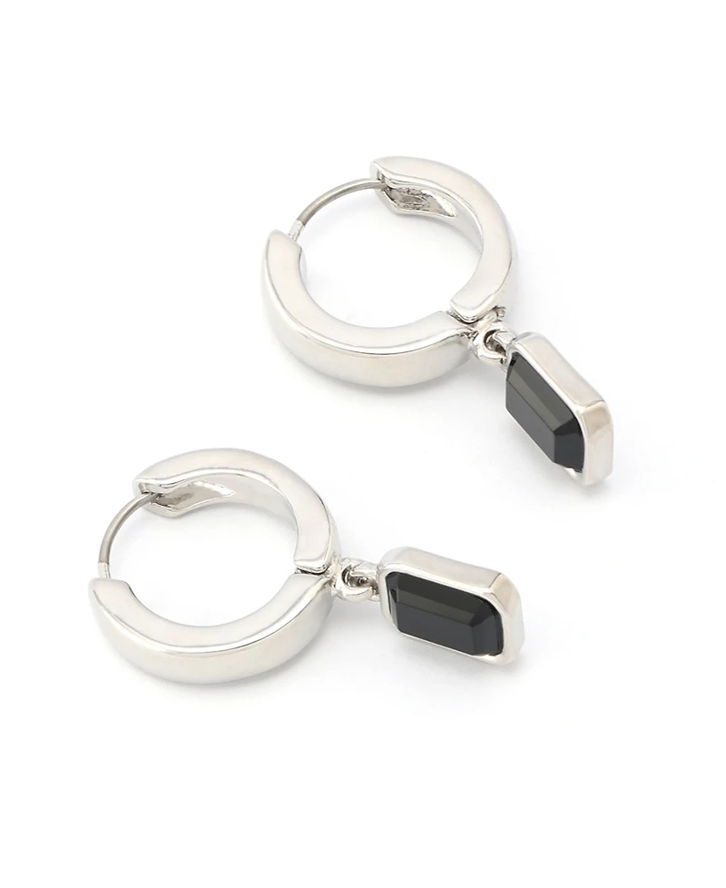 Steve Madden Faux Stone Gem Charm Huggies Earrings
