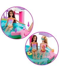 Barbie Dream Pool Playset with Slide and Bubbling Hot Tub 20 Plus Accessories Including Pet