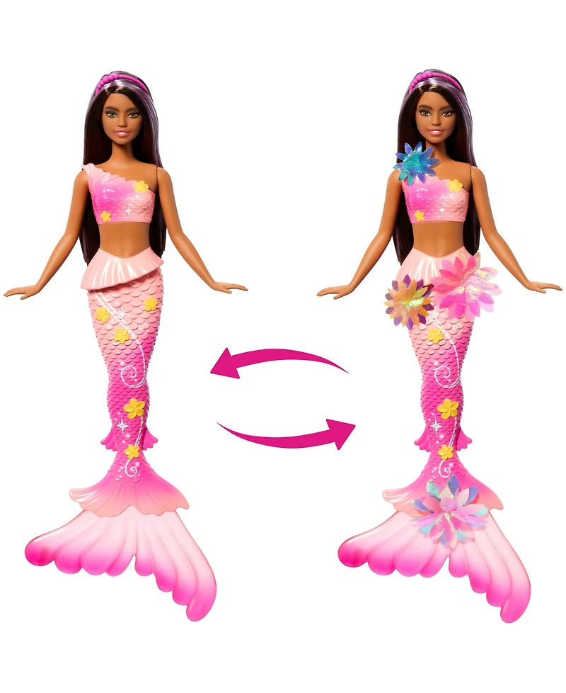Barbie Flower Magic Mermaid Toy Doll with Surprise Blooming Flowers Feature and Headband Accessory