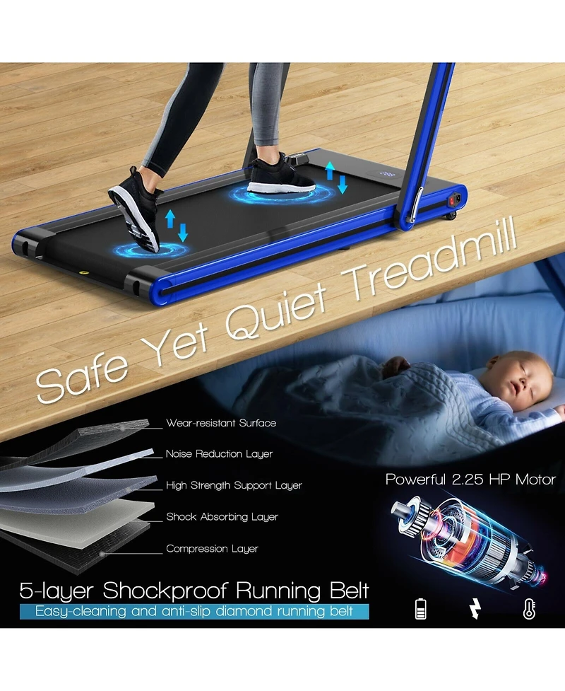 Akiudex 2-in-1 Foldable Treadmill with App Control and Bluetooth Speaker