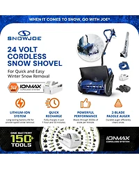 Snow Joe Ionmax 24-Volt Cordless Battery-Powered Snow Shovel Bundle, 13-In, Blue