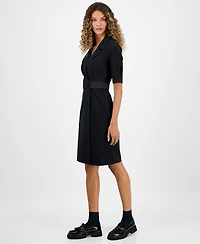 Connected Women's Collared Faux-Wrap Scuba Sheath Dress