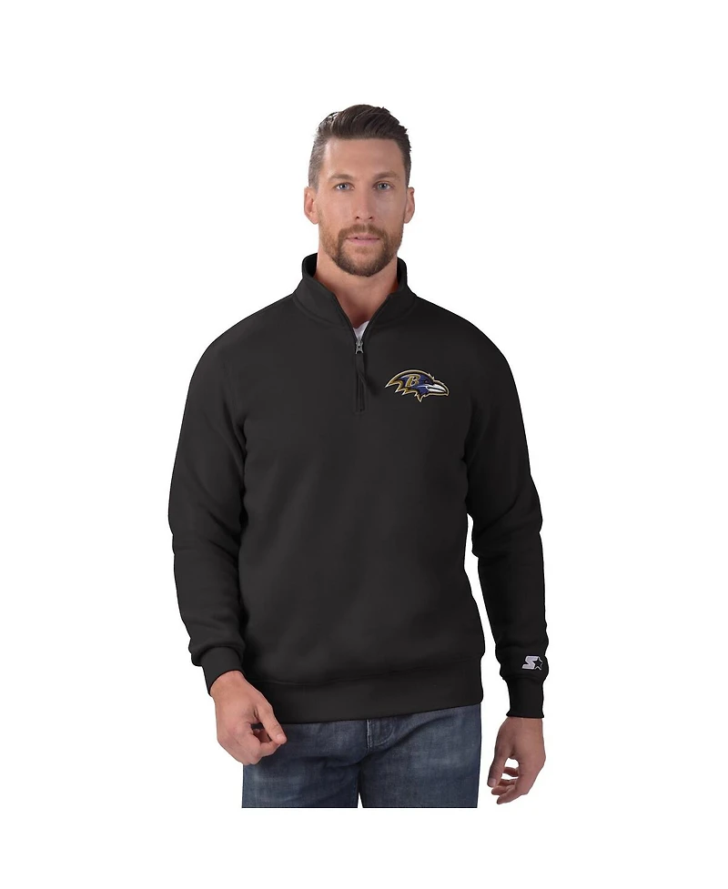 Starter Men's Black Baltimore Ravens Classic Quarter-Zip Pullover Sweatshirt