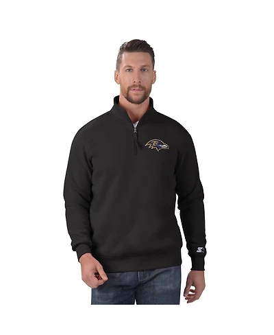 Starter Men's Black Baltimore Ravens Classic Quarter-Zip Pullover Sweatshirt