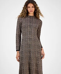Robbie Bee Women's Printed Long-Sleeve Sweater Dress