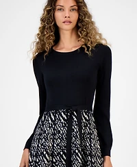 Robbie Bee Women's Colorblock Long-Sleeve Sweater Dress