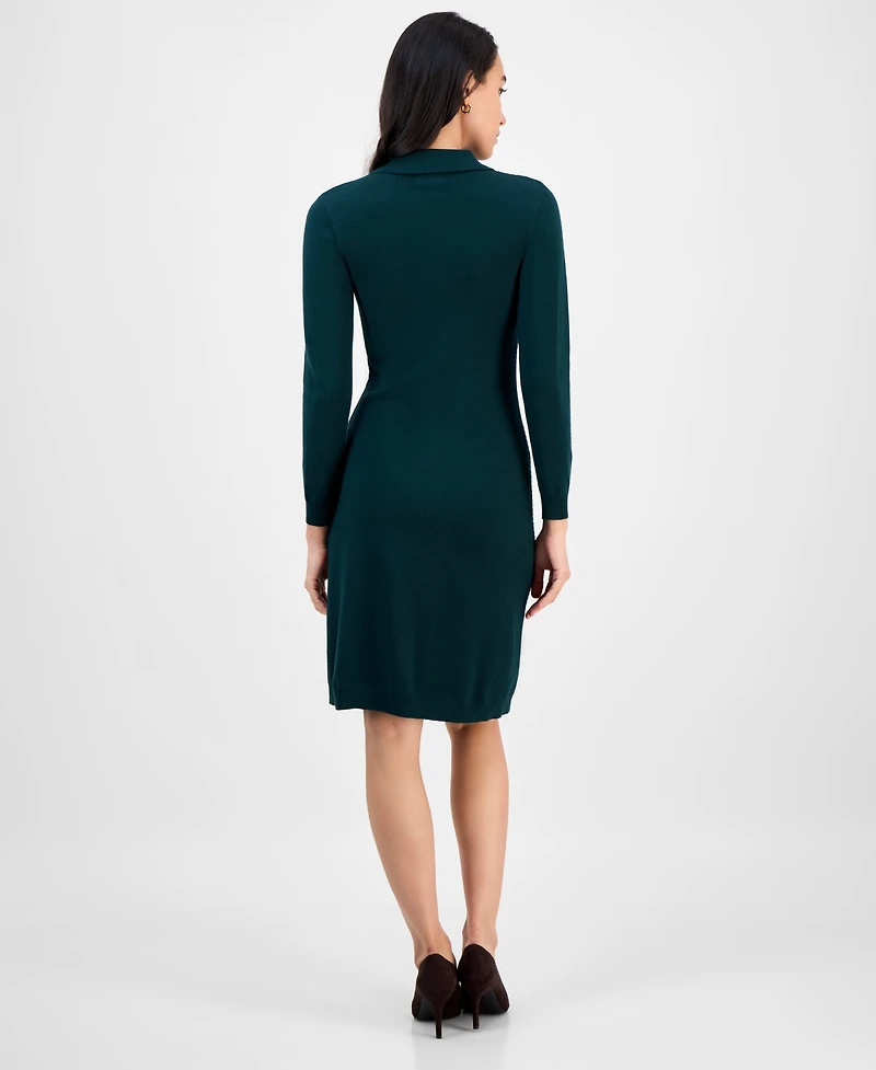 Robbie Bee Women's Cable-Knit Long-Sleeve Sweater Dress