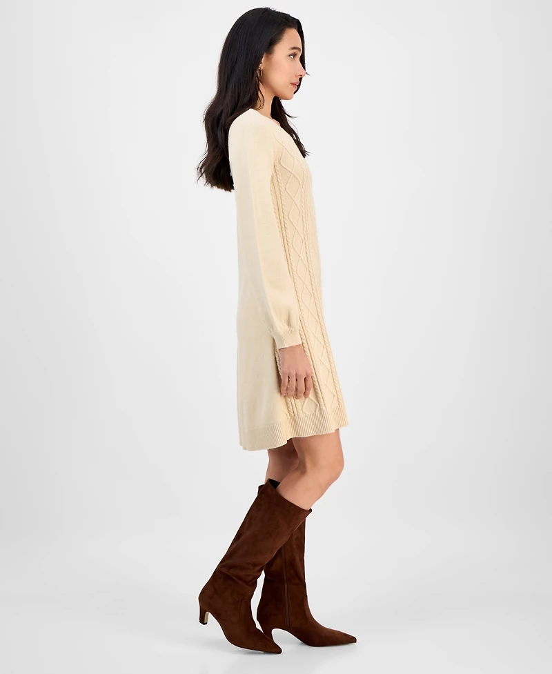 Sandra Darren Women's Cable-Knit Long-Sleeve Sweater Dress