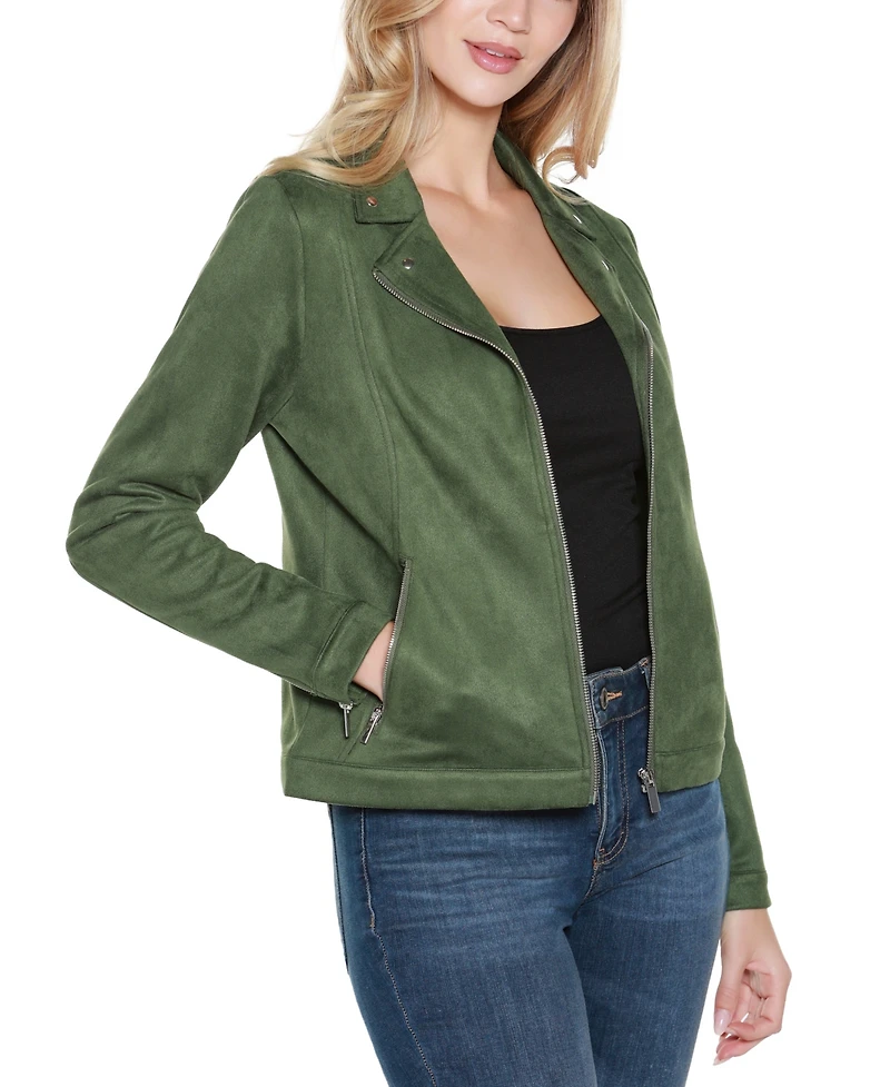 Belldini Women's Faux-Suede Moto Jacket