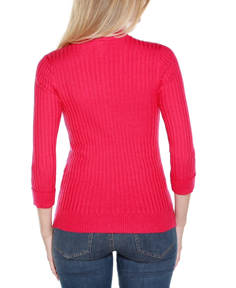 Belldini Women's Ribbed Quarter-Zip Sweater