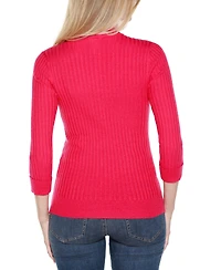 Belldini Women's Ribbed Quarter-Zip Sweater