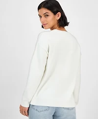 Hooked Up by Iot Juniors' Mossy Dog Intarsia-Knit Crewneck Sweater