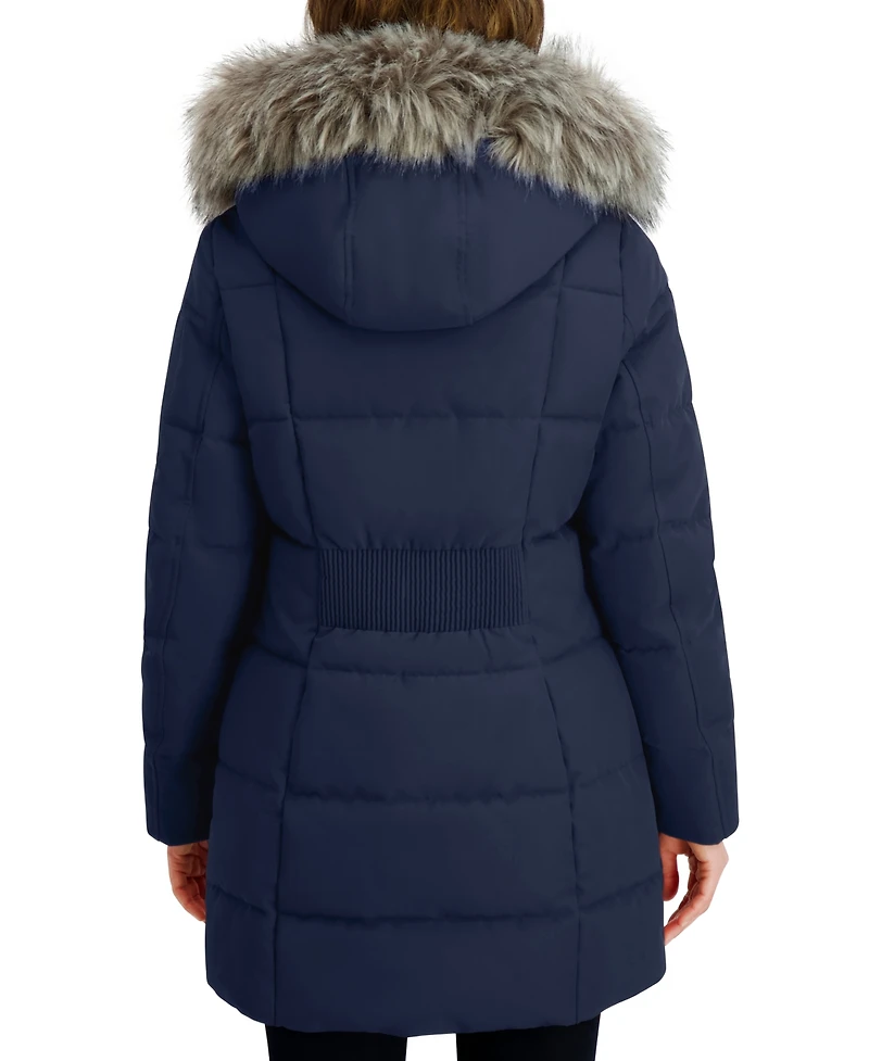 Nautica Women's Faux-Fur-Trim Hooded Puffer Coat