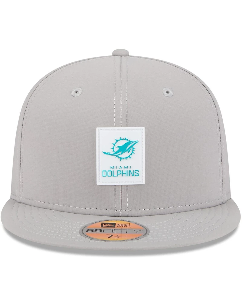 New Era Men's Gray Miami Dolphins 2025 Sideline 59FIFTY Fitted Hat