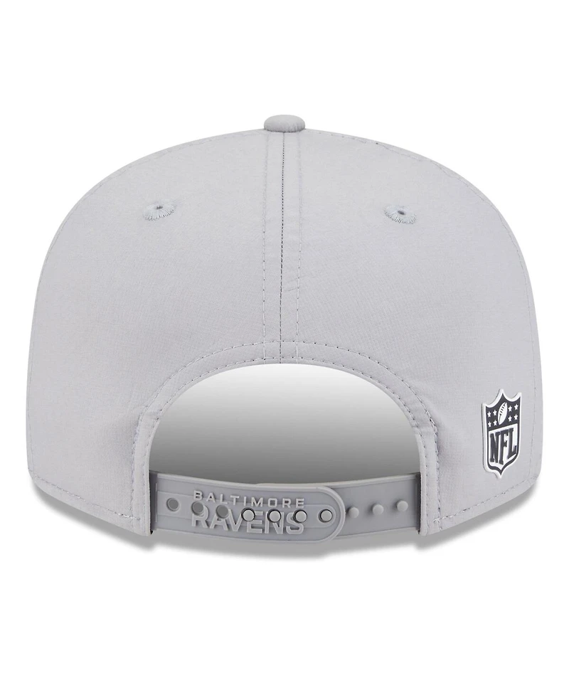 New Era Men's Gray Baltimore Ravens 2025 Sideline Split Panel 9FIFTY Snapback Hat
