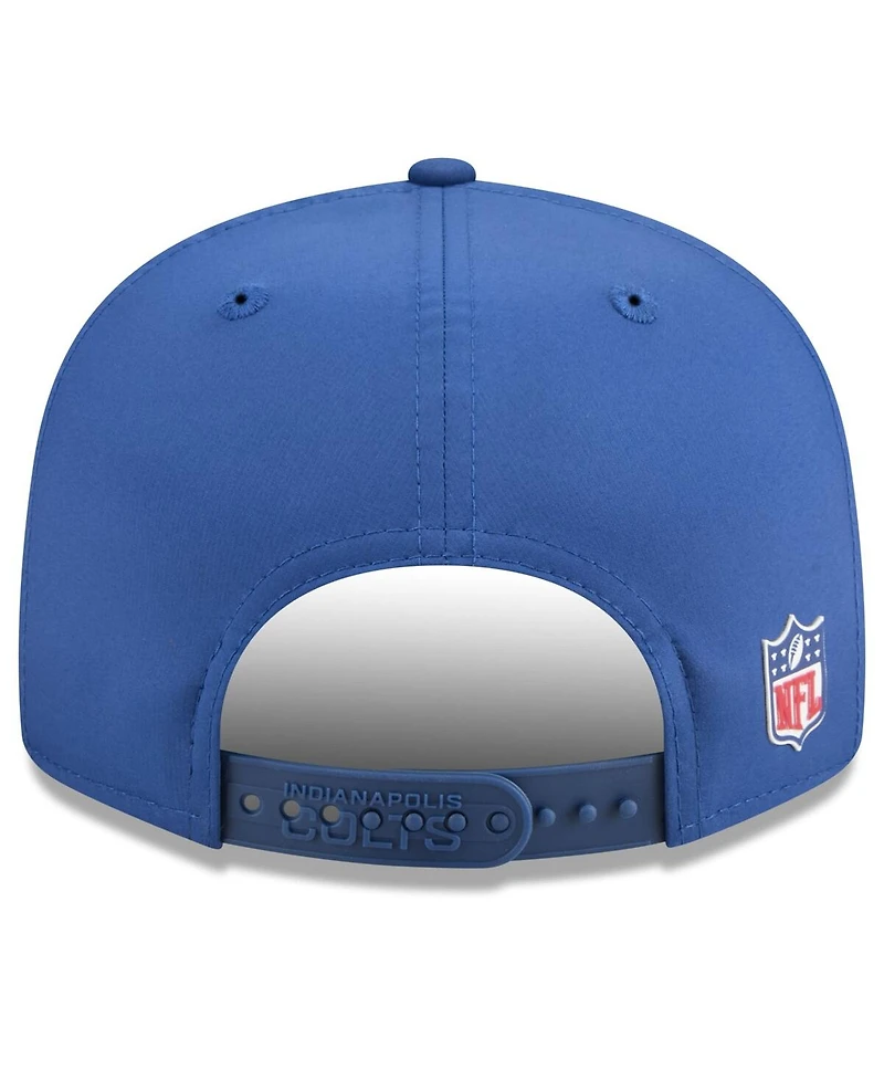 New Era Men's Royal Indianapolis Colts 2025 Sideline Split Panel 9FIFTY Snapback Hat