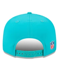 New Era Men's Aqua Miami Dolphins 2025 Sideline Split Panel 9FIFTY Snapback Hat
