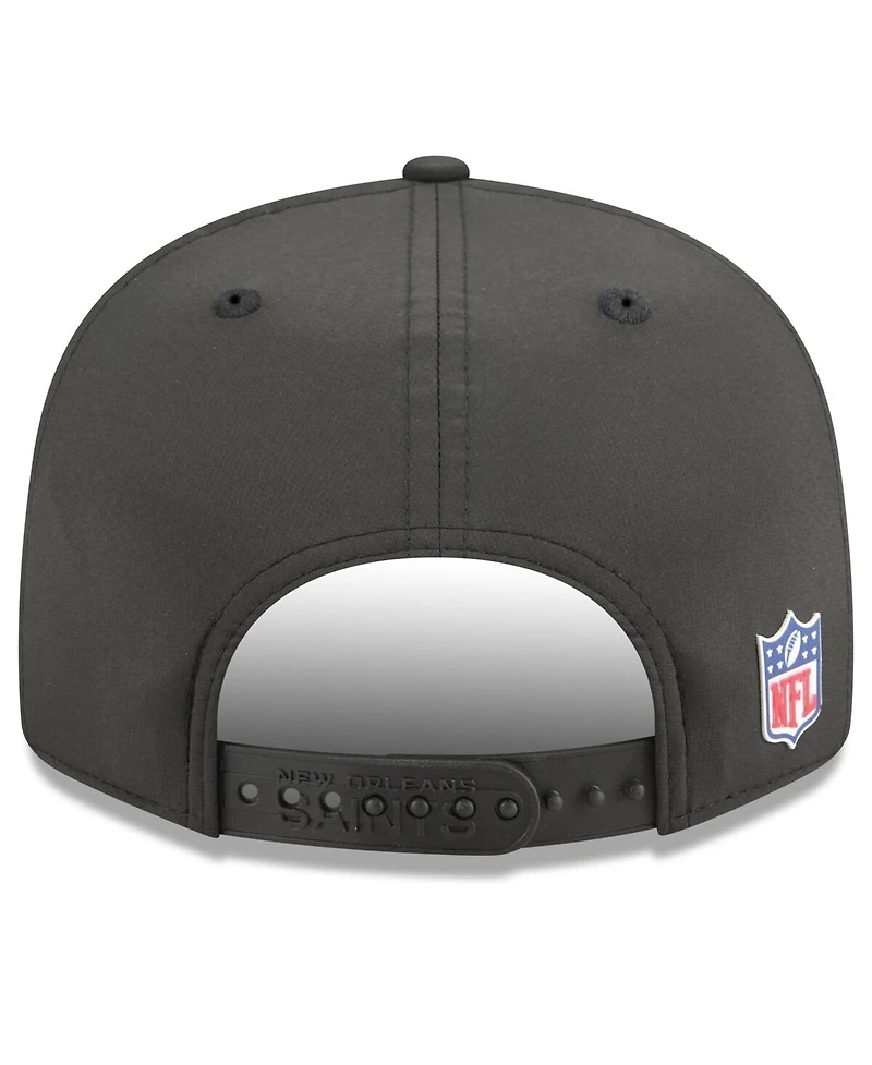 New Era Men's Black New Orleans Saints 2025 Sideline Split Panel 9FIFTY Snapback Hat