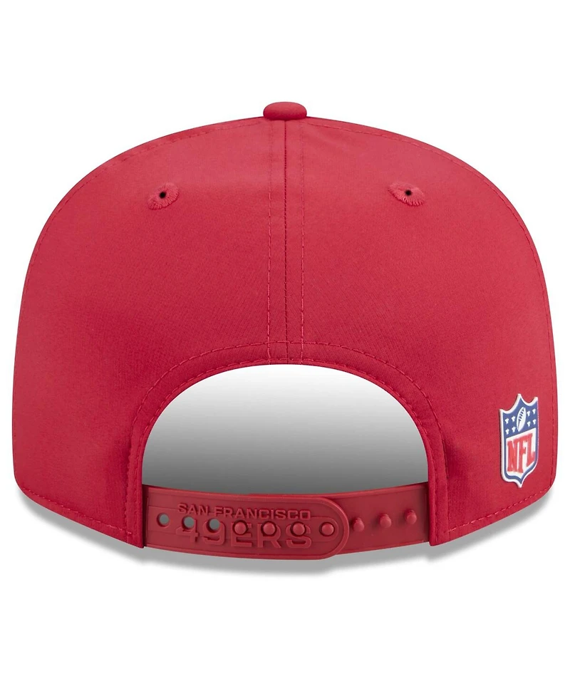 New Era Men's Scarlet San Francisco 49ers 2025 Sideline Split Panel 9FIFTY Snapback Hat