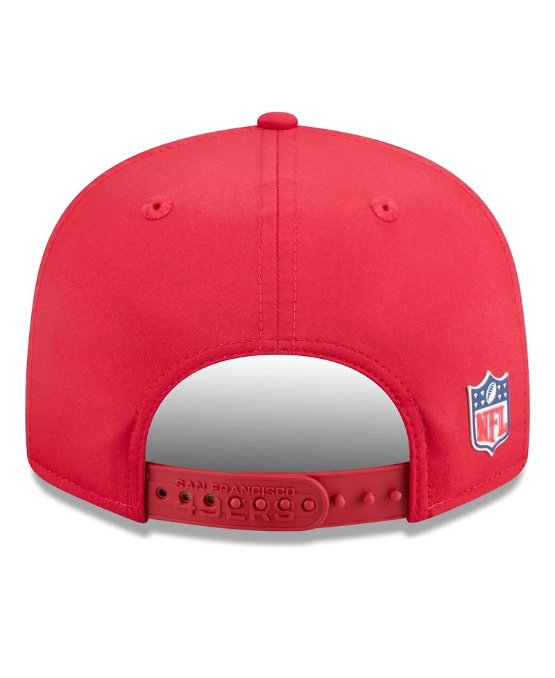 New Era Men's Scarlet San Francisco 49ers 2025 Sideline Throwback Split Panel 9FIFTY Snapback Hat