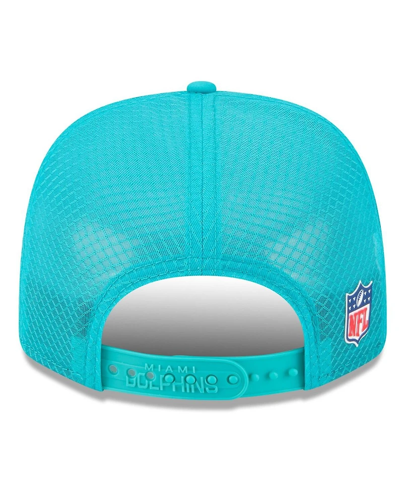 New Era Men's Aqua Miami Dolphins 2025 Sideline 9SEVENTY Trucker Adjustable Hat