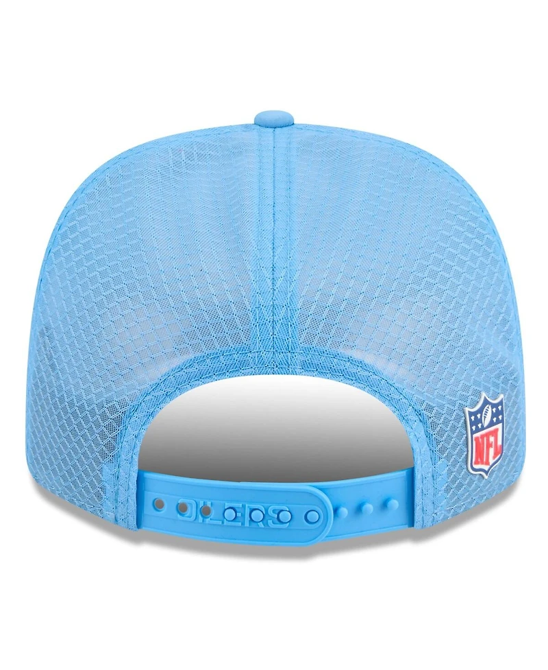 New Era Men's Light Blue Houston Oilers 2025 Sideline Gridiron Classics 9SEVENTY Trucker Adjustable Hat